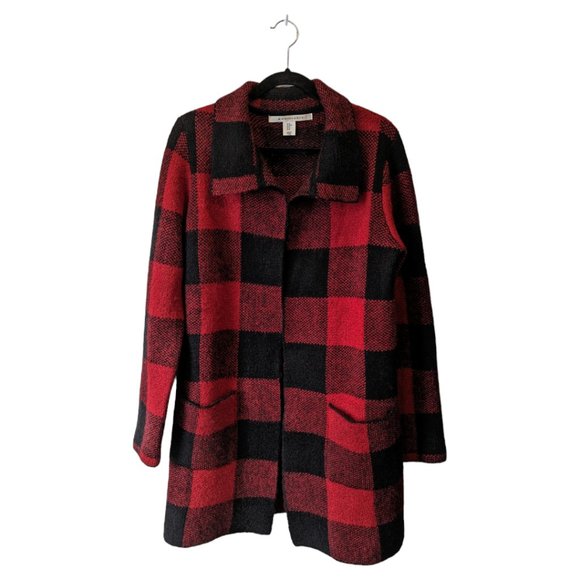 Max Studio Buffalo Plaid Cardigan - Picture 1 of 5